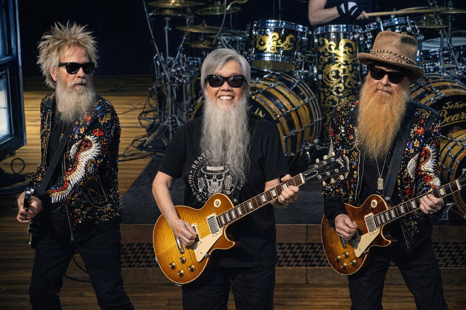 Mimi performing on stage with ZZ Top